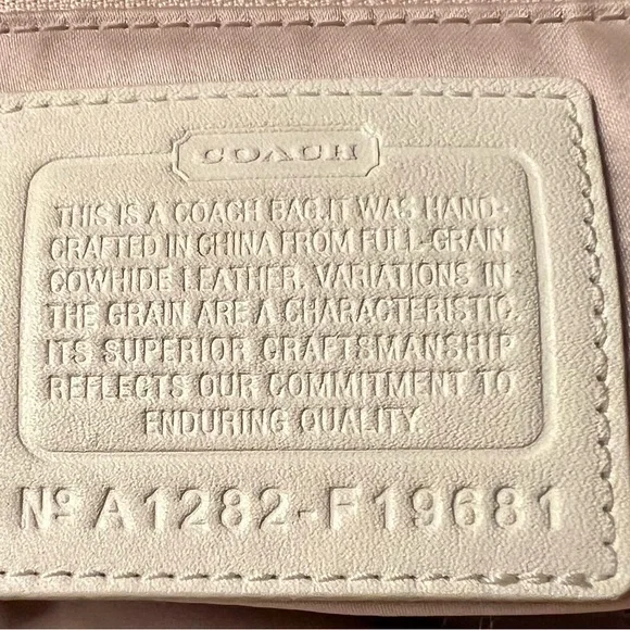 Coach-(2 pc set) Carry All Leather Tote Bag Perforated in Cream - Picture 6 of 8